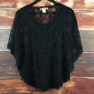 Flying tomato lace Pancho shawl boho hippy chic